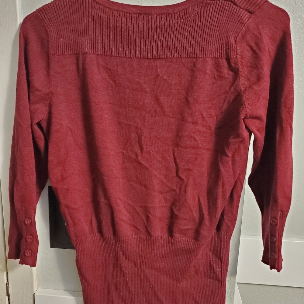 Red Button Up Cardigan - Picture 2 of 2